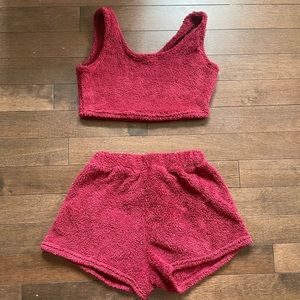 fuzzy two piece pajama set